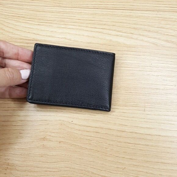 CALVIN KLEIN Mens Wallet Black Leather Single Fold Card Holder Matching Keychain - Picture 4 of 5